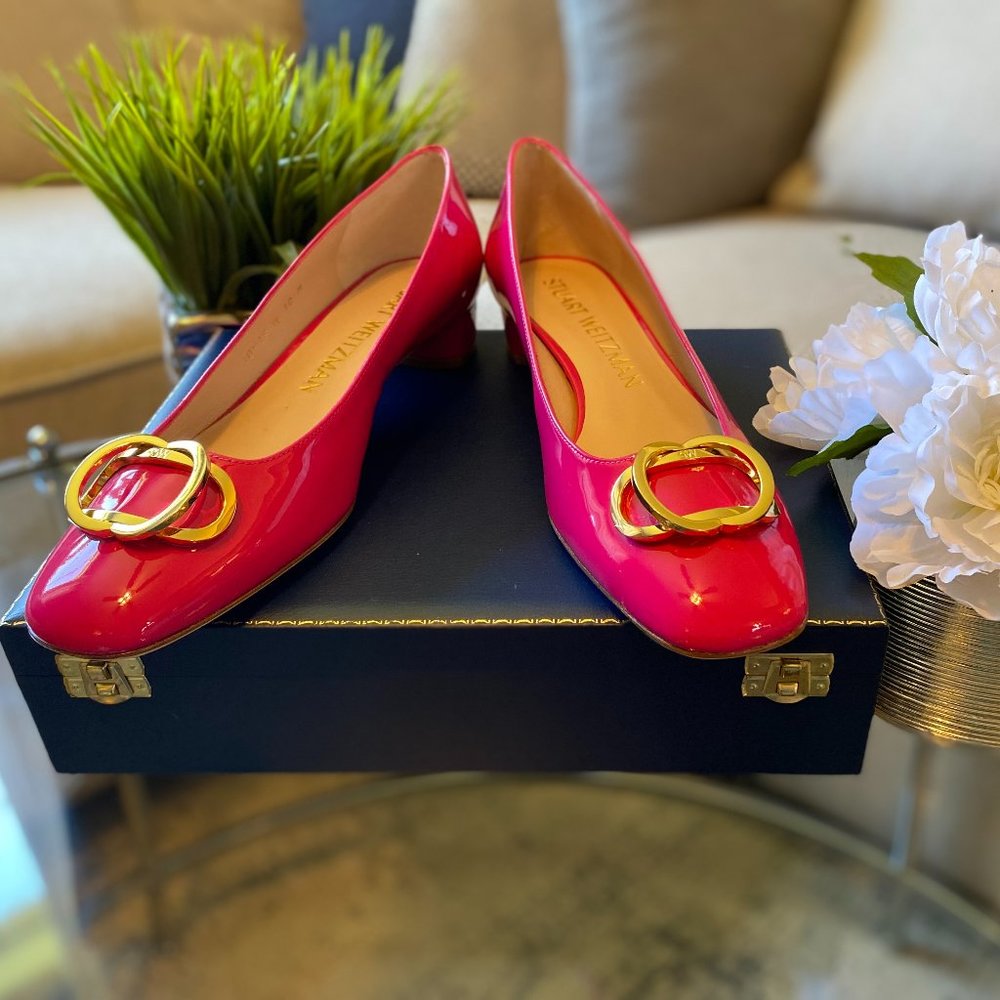 Stuart Weitzman Peonia Hot Pink Patent Leather